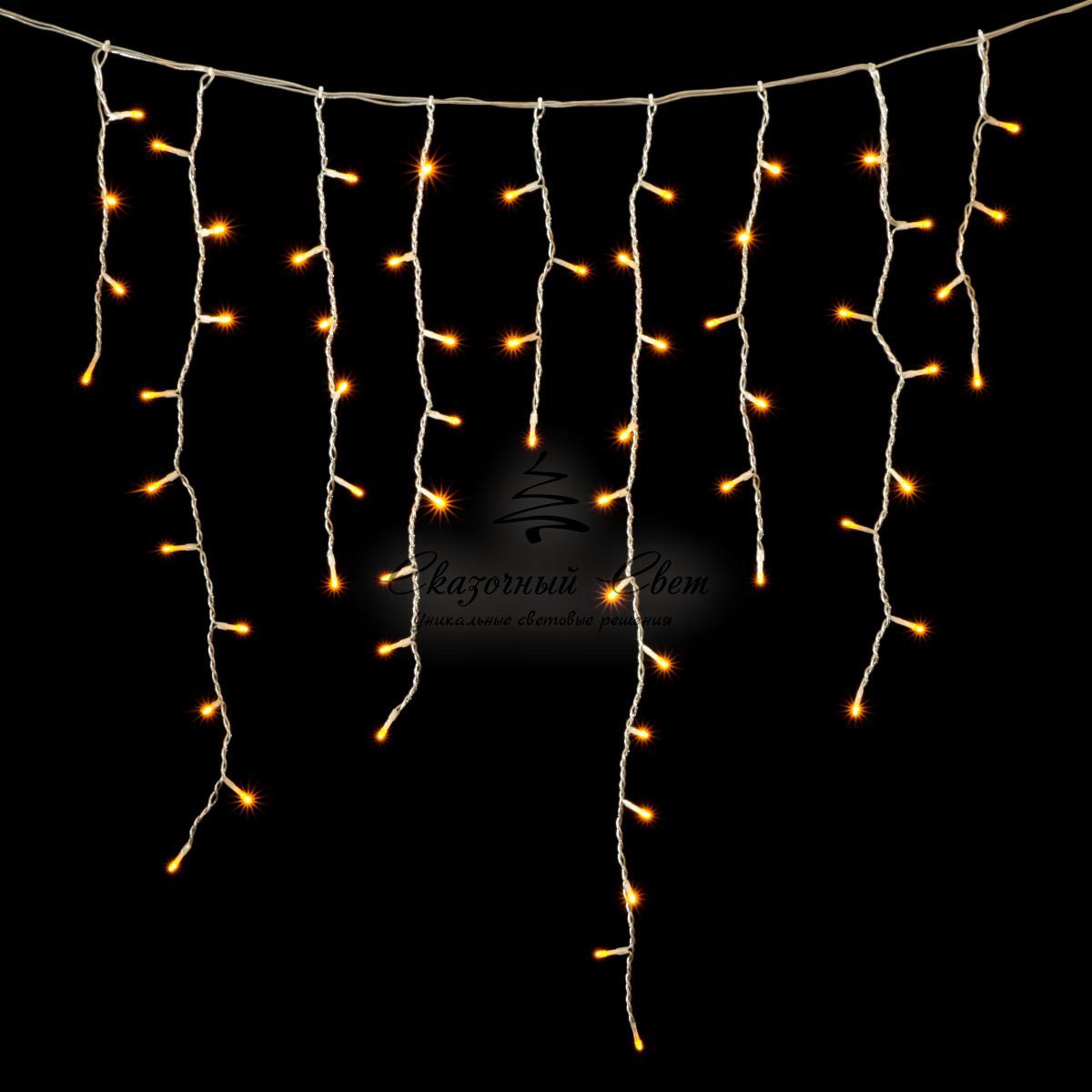 Гирлянда Бахрома 5 x 0,9 м Желтая, 348 LED, Провод Прозрачный Силикон, IP65