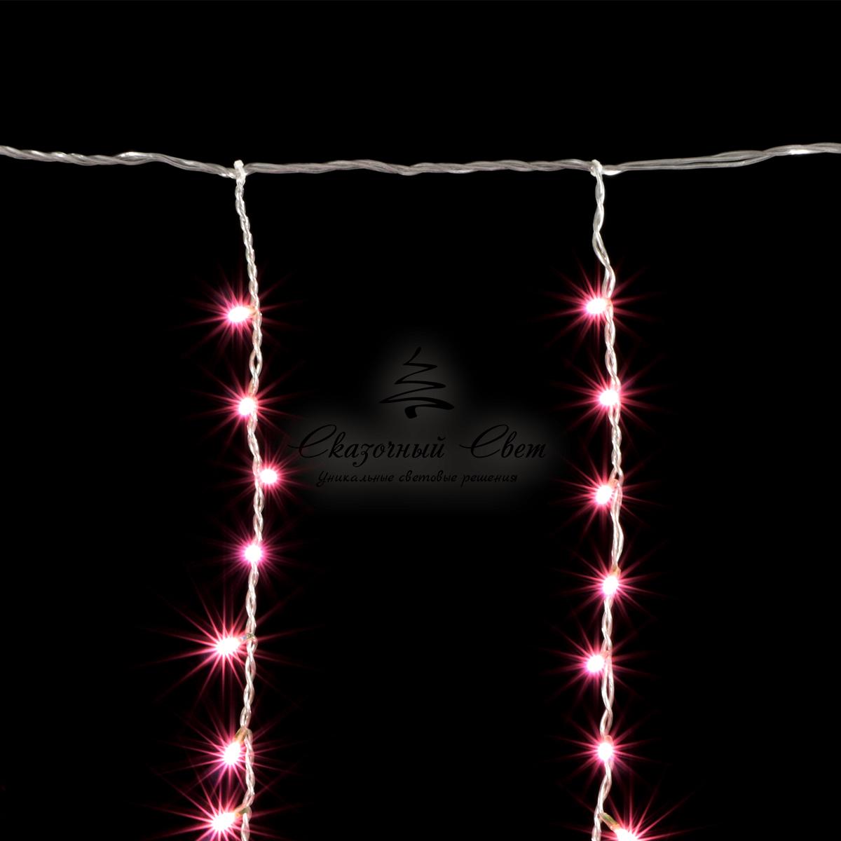 Гирлянда Бахрома 1 x 1 м Светло-Розовая, 65 LED, Провод Прозрачный Силикон, IP65 - Image 3