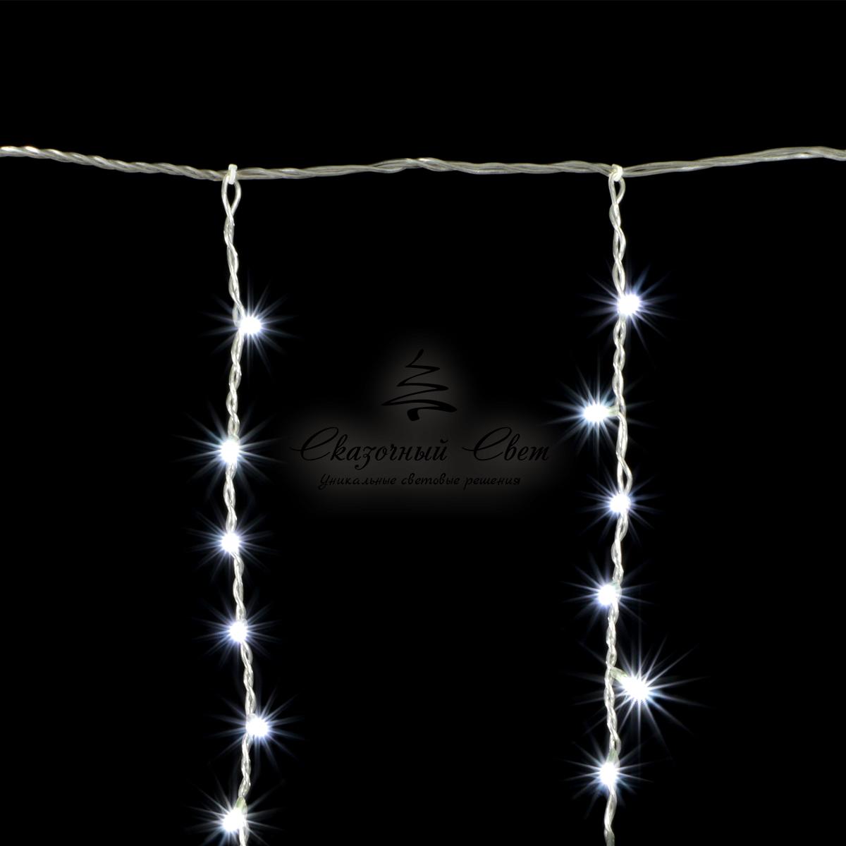 Гирлянда Бахрома 1 x 1 м Белая, 65 LED, Провод Прозрачный Силикон, IP65 - Image 3