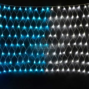 Светодиодная Сеть с Эффектом Бегущий Огонь 3 x 1 м Синяя 24В, 320 LED, Провод Прозрачный Силикон, IP65