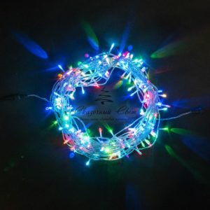 Гирлянда Нить 20м Разноцветная 24В, 200 LED, Провод Прозрачный Силикон, IP65