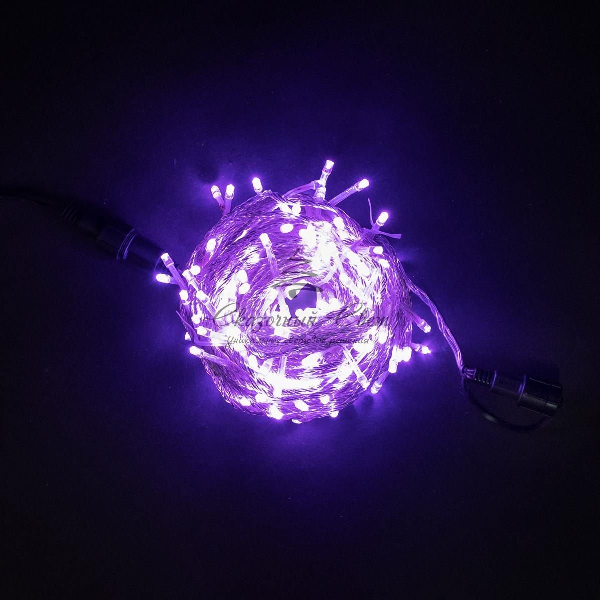 Гирлянда Нить 20м Лиловая с Возможностью Управления 24В, 200 LED, Провод Прозрачный Силикон, IP65