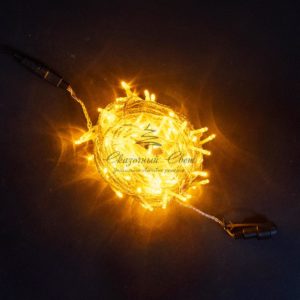 Гирлянда Нить 20м Желтая с Возможностью Управления 24В, 200 LED, Провод Прозрачный Силикон, IP65