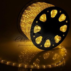 Светодиодный Дюралайт Ø13 мм Желтый, 36 LED/м, Свечение 360°, Кратность Резки 2м, IP54