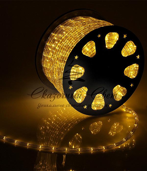 Светодиодный Дюралайт Ø13 мм Желтый, 36 LED/м, Свечение 360°, Кратность Резки 2м, IP54