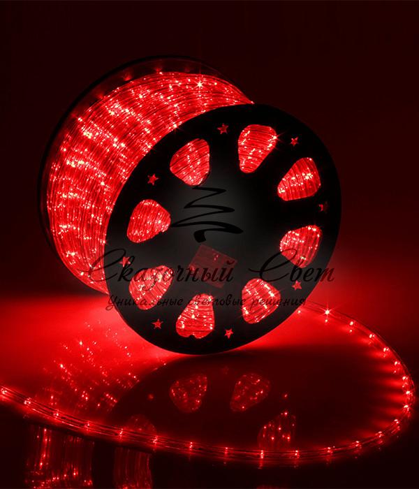 Светодиодный Дюралайт Ø13 мм Красный, 36 LED/м, Свечение 180°, Кратность Резки 2м, IP54