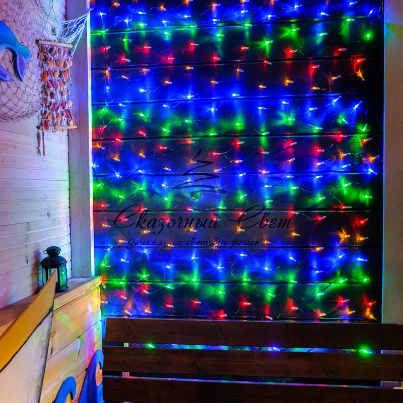 Гирлянда "Сеть" 2х1,5м, черный ПВХ, 240 LED Мультиколор - Image 6