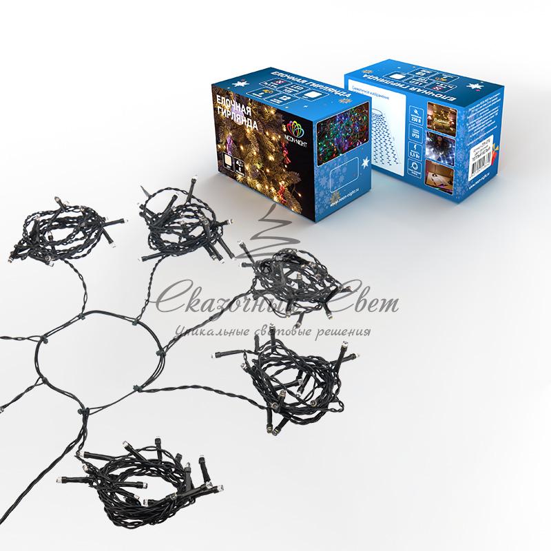 Елочная гирлянда с кольцом, 7 нитей по 1,5 метра, цвет диодов теплый белый, не соединяется - Image 6