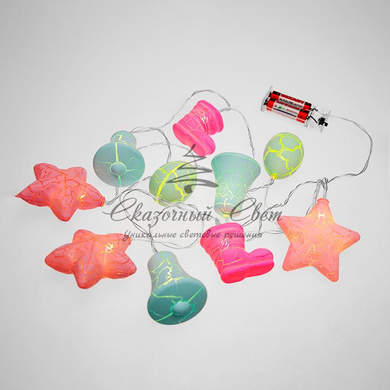 Гирлянда светодиодная «Новый год» 1,5 м, прозрачный ПВХ, 10 LED, теплый белый, питание 2 х АА (батарейки не в комплекте) - Image 6