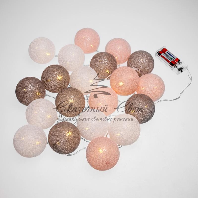 Тайские фонарики «Вельвет» 3,5 м, прозрачный ПВХ, 20 LED, теплый белый, питание 2 х АА (батарейки не в комплекте) - Image 6