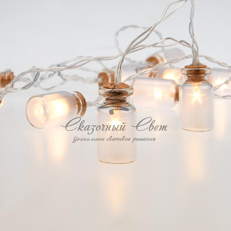 Гирлянда светодиодная «Баночки» 1.5 м, 10 LED, прозрачный ПВХ, цвет свечения теплый белый, 2 х АА (батарейки не в комплекте) NEON-NIGHT - Image 6