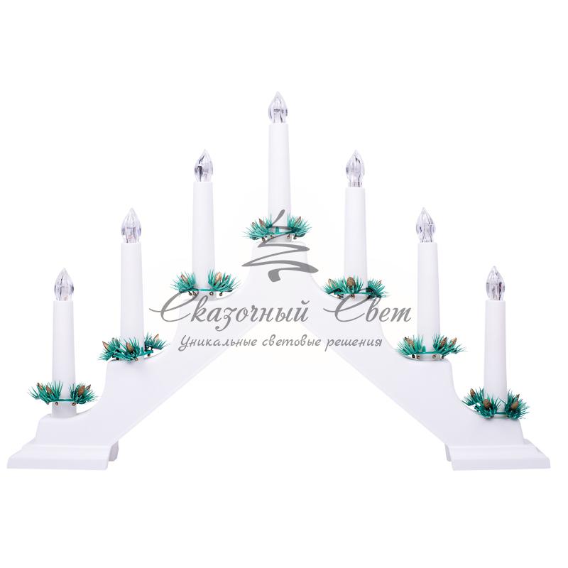 Новогодняя горка 7 свечек, цвет корпуса: Белый, цвет свечения: ТЕПЛЫЙ БЕЛЫЙ - Image 6