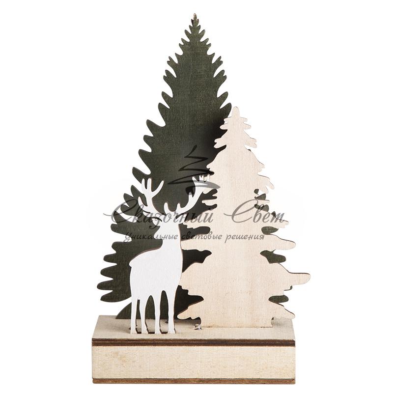 Деревянная фигурка с подсветкой "Елочка с оленем" 12*6*21,5 см - Image 6