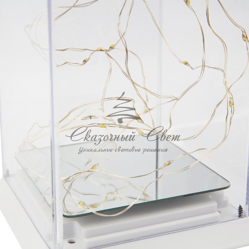 Декоративный фонарь с росой, белый корпус, размер 10,7х10,7х23,5 см, цвет теплый белый - Image 6