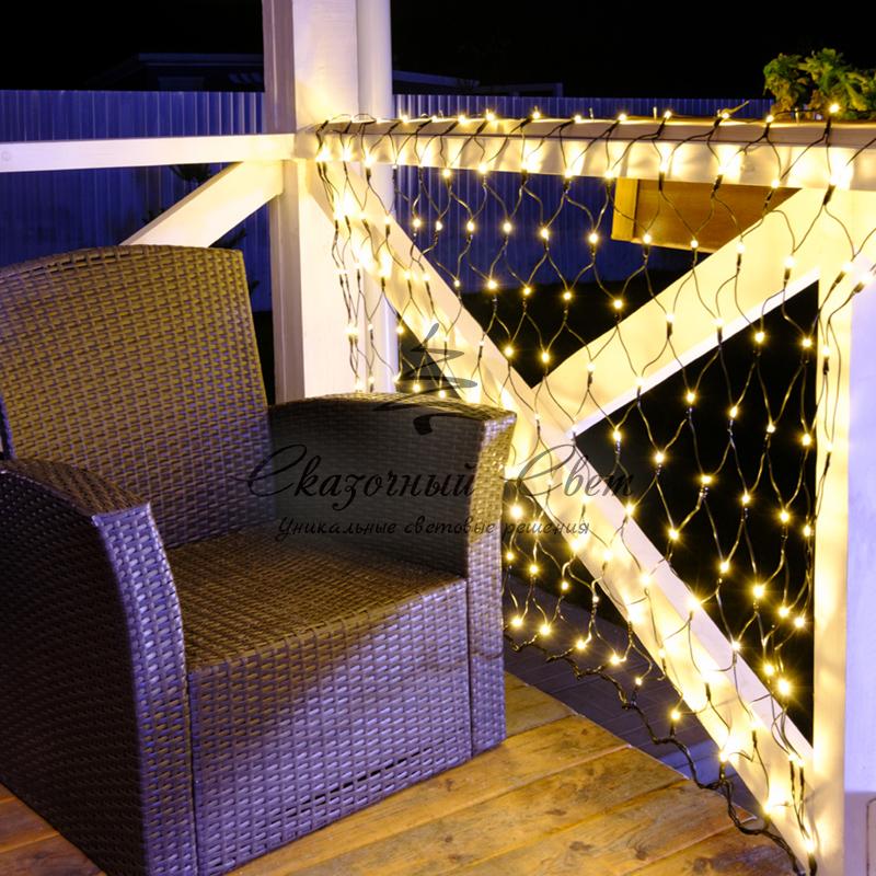 Гирлянда "Сеть" 1х1,5м, черный ПВХ, 160 LED Тёплый белый - Image 7