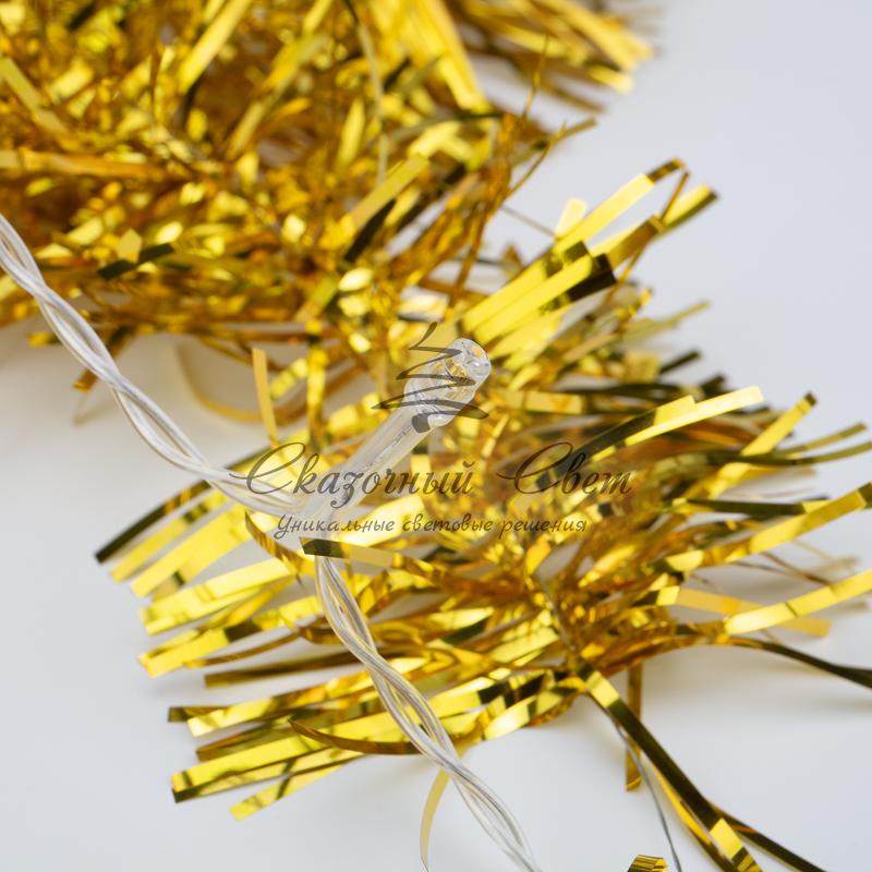 Гирлянда светодиодная «Мишура» золотая 10 LED, 1,5 м, прозрачный ПВХ, теплое белое свечение, 2 х АА (батарейки не в комплекте) NEON-NIGHT - Image 7