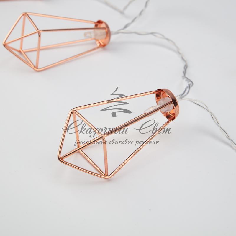 Гирлянда светодиодная «Кристаллы» бронзовые 10 LED, 1,5 м, прозрачный ПВХ, теплый белый свет свечения, 2 х АА (батарейки не в комплекте) NEON-NIGHT - Image 7