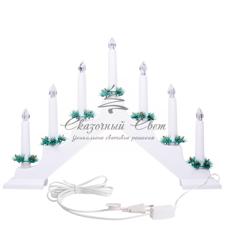 Новогодняя горка 7 свечек, цвет корпуса: Белый, цвет свечения: ТЕПЛЫЙ БЕЛЫЙ - Image 7