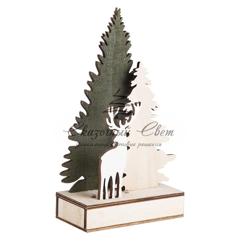 Деревянная фигурка с подсветкой "Елочка с оленем" 12*6*21,5 см - Image 7