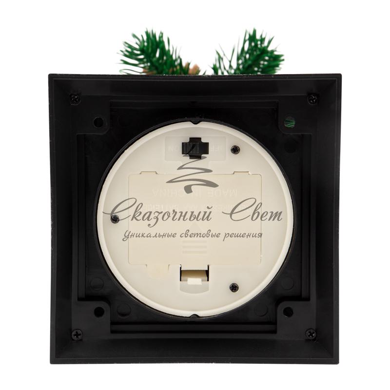 Декоративный фонарь со свечкой и шишкой, черный корпус, размер 10,7x10,7x23,5 см, цвет теплый белый - Image 7