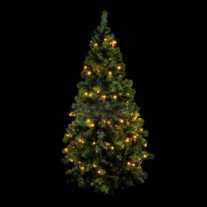 Светодиодная Гирлянда на Ëлку Высотой 1,5м Тепло-Белая, 120 LED, Провод Зеленый ПВХ, IP20