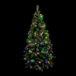 Светодиодная Гирлянда на Ëлку Высотой 1,8м Разноцветная, 168 LED, Провод Зеленый ПВХ, IP20