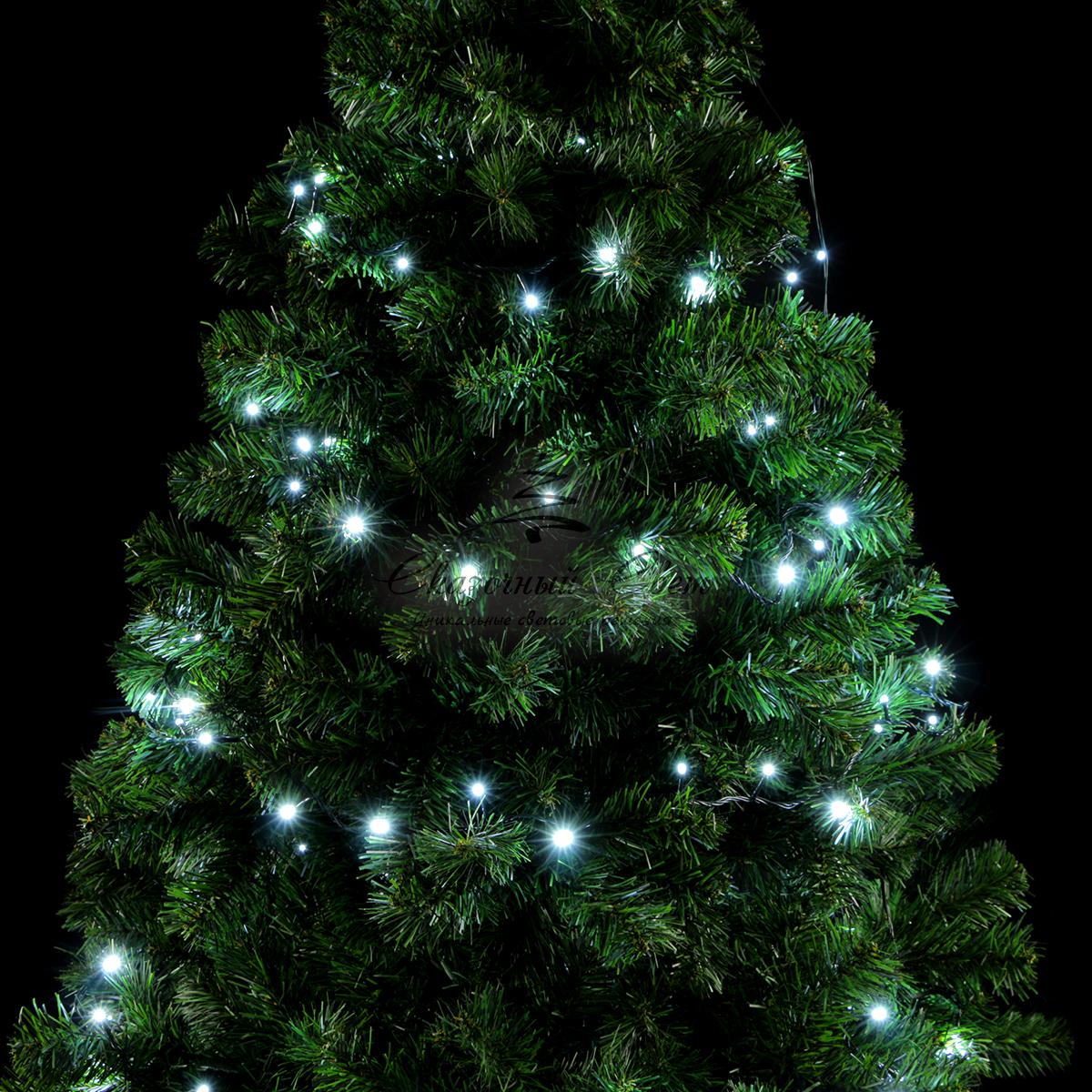 Светодиодная Гирлянда на Ëлку Высотой 2,4м Белая, 288 LED, Провод Зеленый ПВХ, IP20 - Image 2