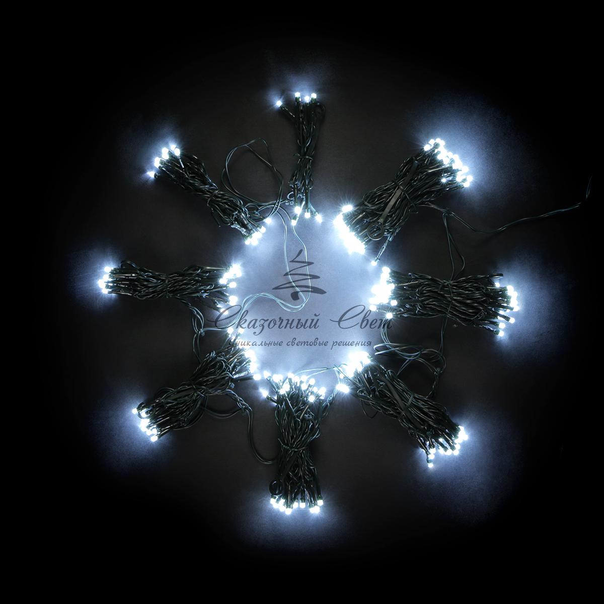 Светодиодная Гирлянда на Ëлку Высотой 2,4м Белая, 288 LED, Провод Зеленый ПВХ, IP20 - Image 7