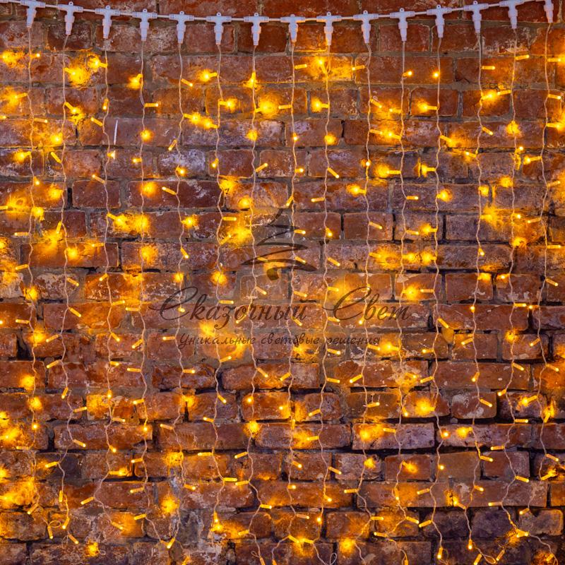 Гирлянда "Светодиодный Дождь" 2х1,5м, постоянное свечение, прозрачный провод, 230 В, диоды ЖЁЛТЫЕ - Image 8
