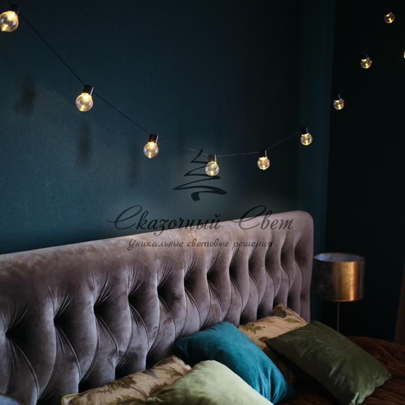 Лофт-гирлянда светодиодная 5 м, черный ПВХ, 20 LED, теплое белое свечение NEON-NIGHT - Image 8