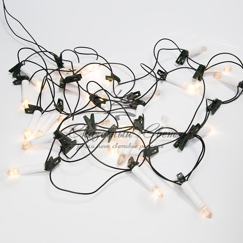 Гирлянда "Свечи" 10м, темно-зеленый ПВХ, 50 LED ТЕПЛЫЙ БЕЛЫЙ - Image 8