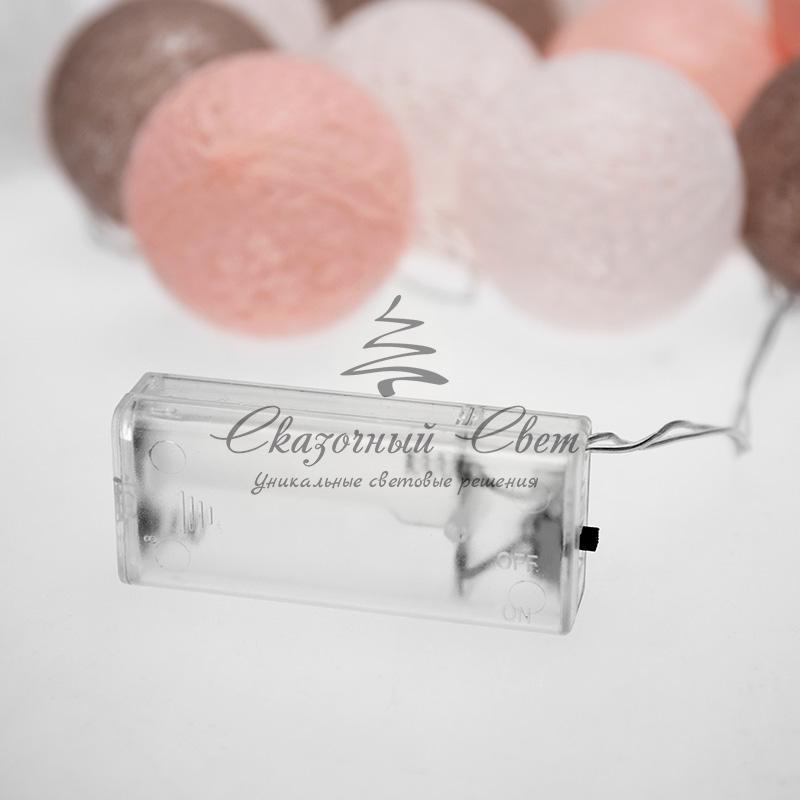 Тайские фонарики «Вельвет» 3,5 м, прозрачный ПВХ, 20 LED, теплый белый, питание 2 х АА (батарейки не в комплекте) - Image 8