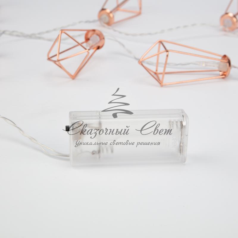 Гирлянда светодиодная «Кристаллы» бронзовые 10 LED, 1,5 м, прозрачный ПВХ, теплый белый свет свечения, 2 х АА (батарейки не в комплекте) NEON-NIGHT - Image 8