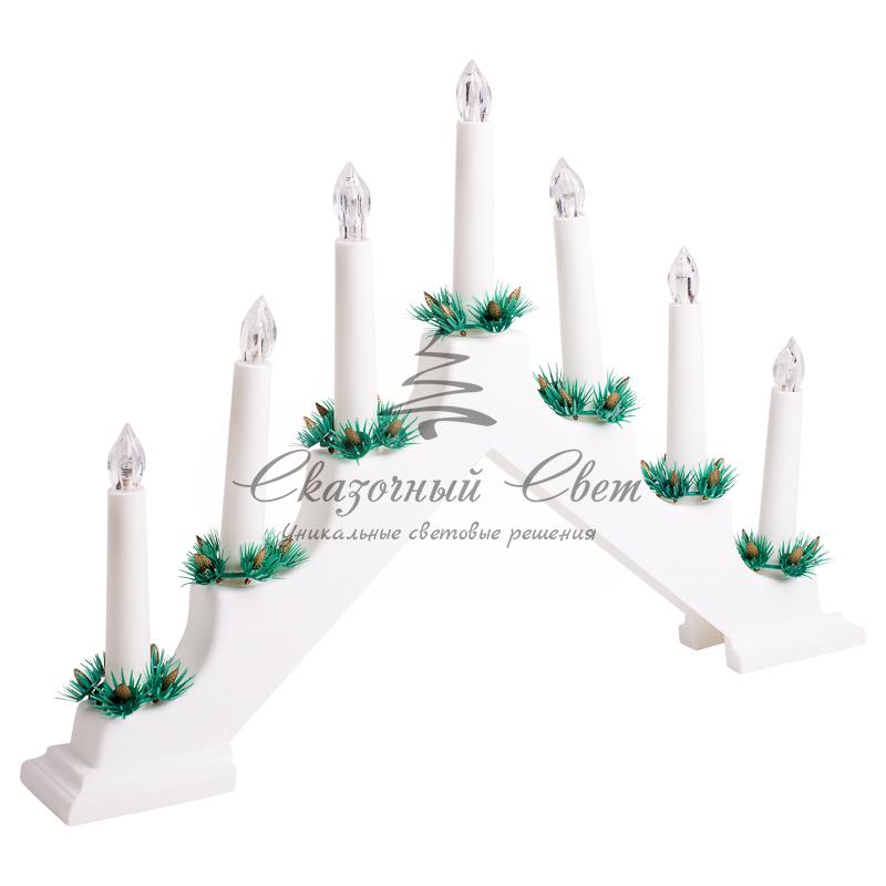 Новогодняя горка 7 свечек, цвет корпуса: Белый, цвет свечения: ТЕПЛЫЙ БЕЛЫЙ - Image 8