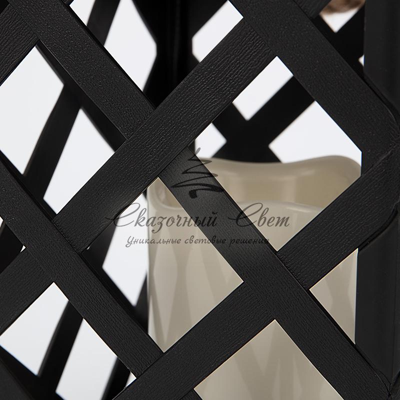 Декоративный фонарь на солнечной батарее 14х14х24 см, черный плетеный корпус, теплый белый цвет свечения NEON-NIGHT - Image 8