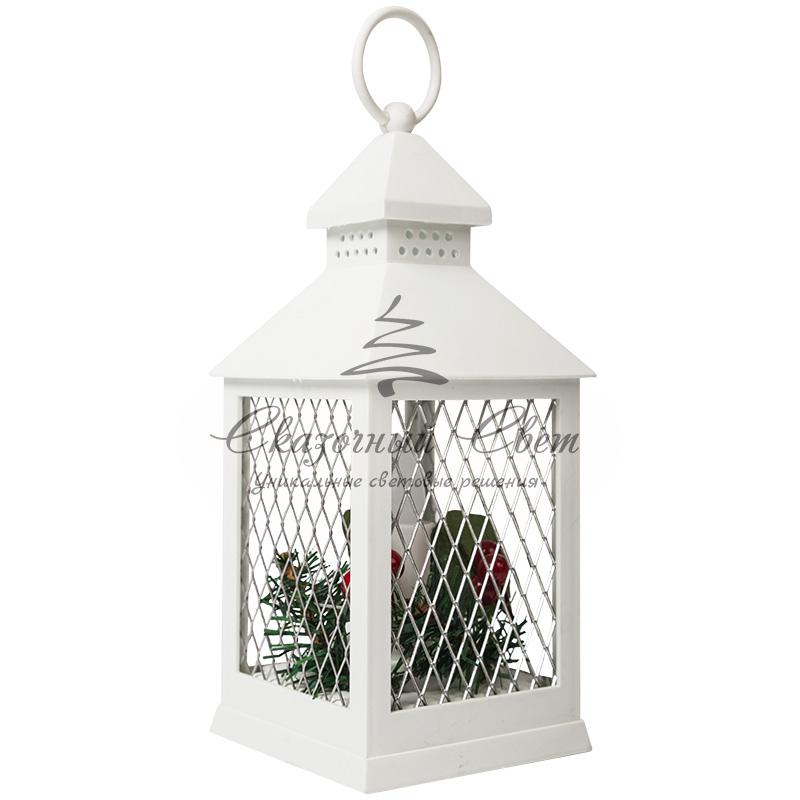 Декоративный фонарь со свечкой, белый корпус, размер 10.5х10.5х24 см, цвет ТЕПЛЫЙ БЕЛЫЙ - Image 8