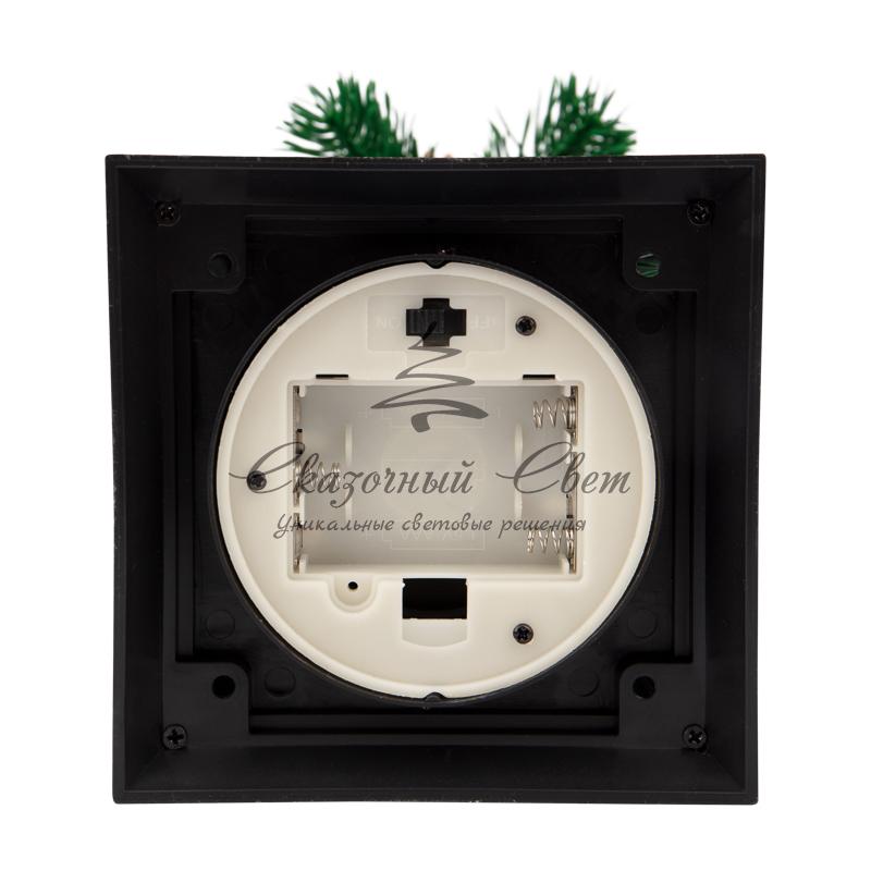 Декоративный фонарь со свечкой и шишкой, черный корпус, размер 10,7x10,7x23,5 см, цвет теплый белый - Image 8