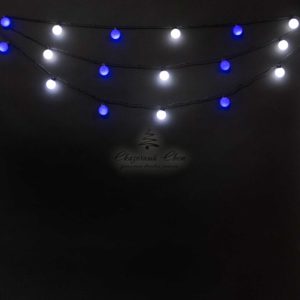 Гирлянда «Шарики» 5м Бело-Синяя, Диаметр Шарика 40мм, 20 LED, Провод Черный Каучук, IP54