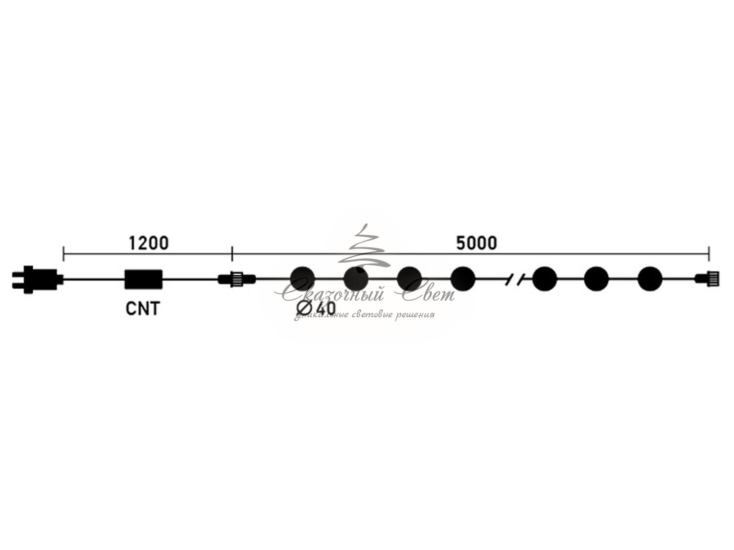Гирлянда «Шарики» 5м Красно-Белая, Диаметр Шарика 40мм, 20 LED, Провод Черный Каучук, IP54 - Image 4