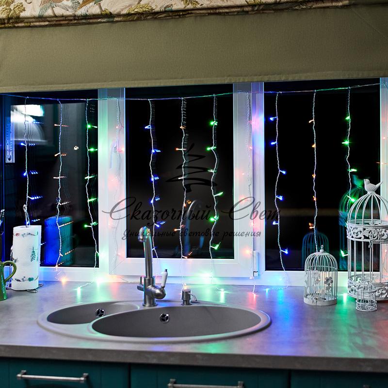 Гирлянда "Светодиодный Дождь" 1,5х1м, свечение с динамикой, прозрачный провод, 230 В, диоды МУЛЬТИКОЛОР - Image 9