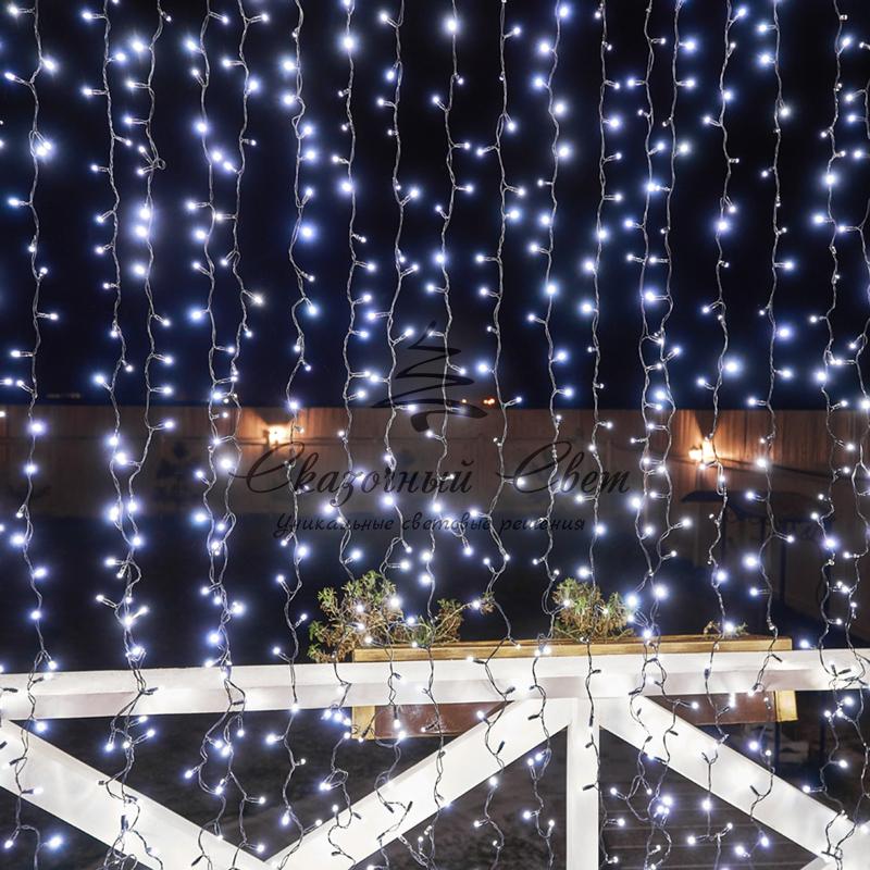 Гирлянда "Светодиодный Дождь" 2х3м, постоянное свечение, черный провод, 230 В, диоды БЕЛЫЕ - Image 9