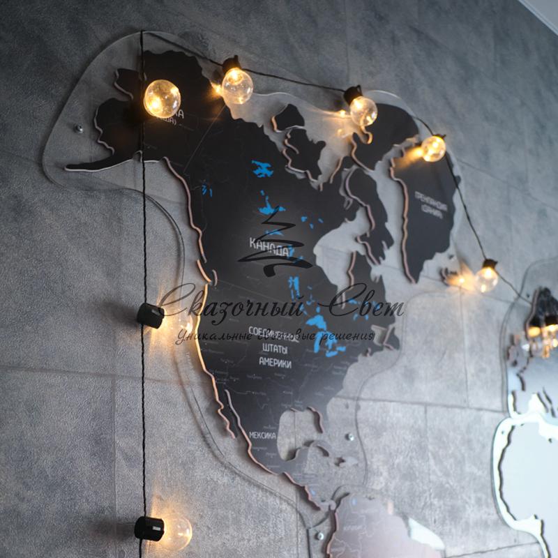 Лофт-гирлянда светодиодная 5 м, черный ПВХ, 20 LED, теплое белое свечение NEON-NIGHT - Image 9