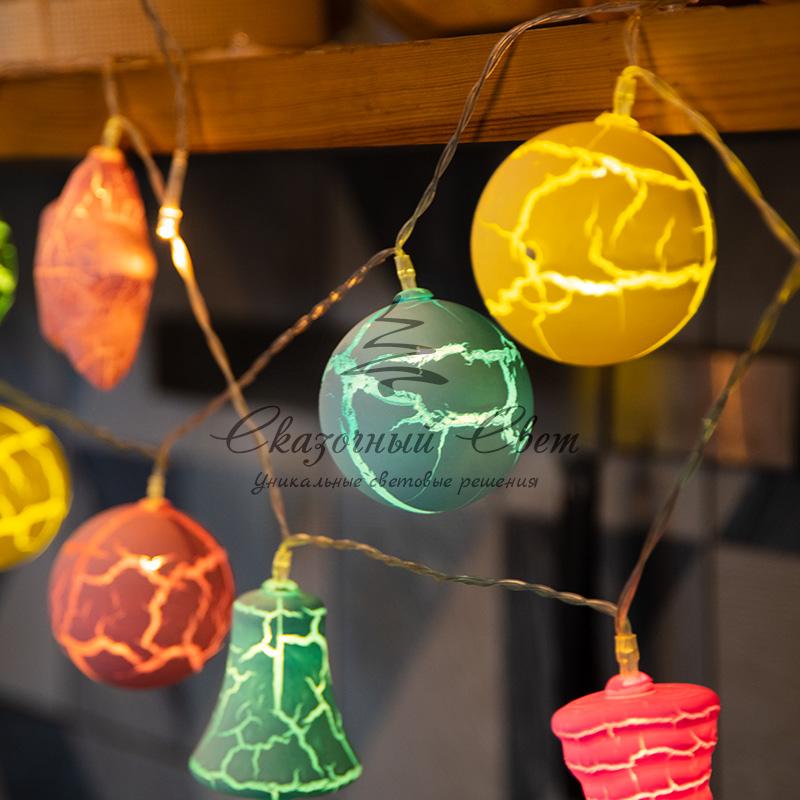 Гирлянда светодиодная «Карамельки» 1.5 м, прозрачный ПВХ, 10 LED, теплый белый, питание 2 х АА (батарейки не в комплекте) - Image 9