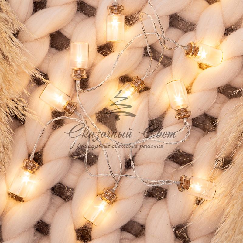 Гирлянда светодиодная «Баночки» 1.5 м, 10 LED, прозрачный ПВХ, цвет свечения теплый белый, 2 х АА (батарейки не в комплекте) NEON-NIGHT - Image 9