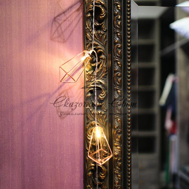 Гирлянда светодиодная «Кристаллы» бронзовые 10 LED, 1,5 м, прозрачный ПВХ, теплый белый свет свечения, 2 х АА (батарейки не в комплекте) NEON-NIGHT - Image 9