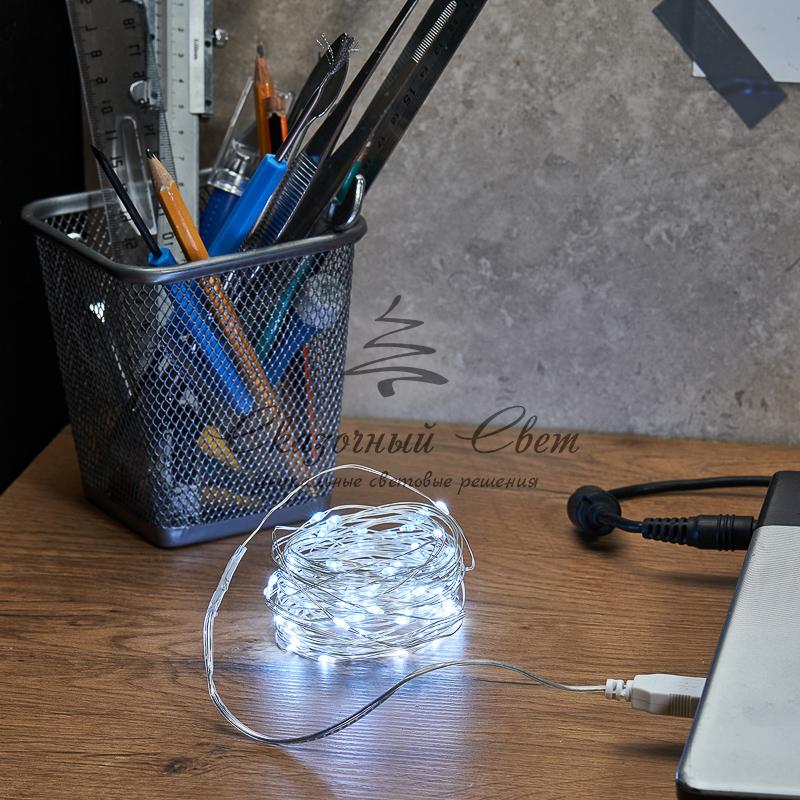Гирлянда «Роса» 10 м, 100 LED, USB, белое свечение NEON-NIGHT - Image 9