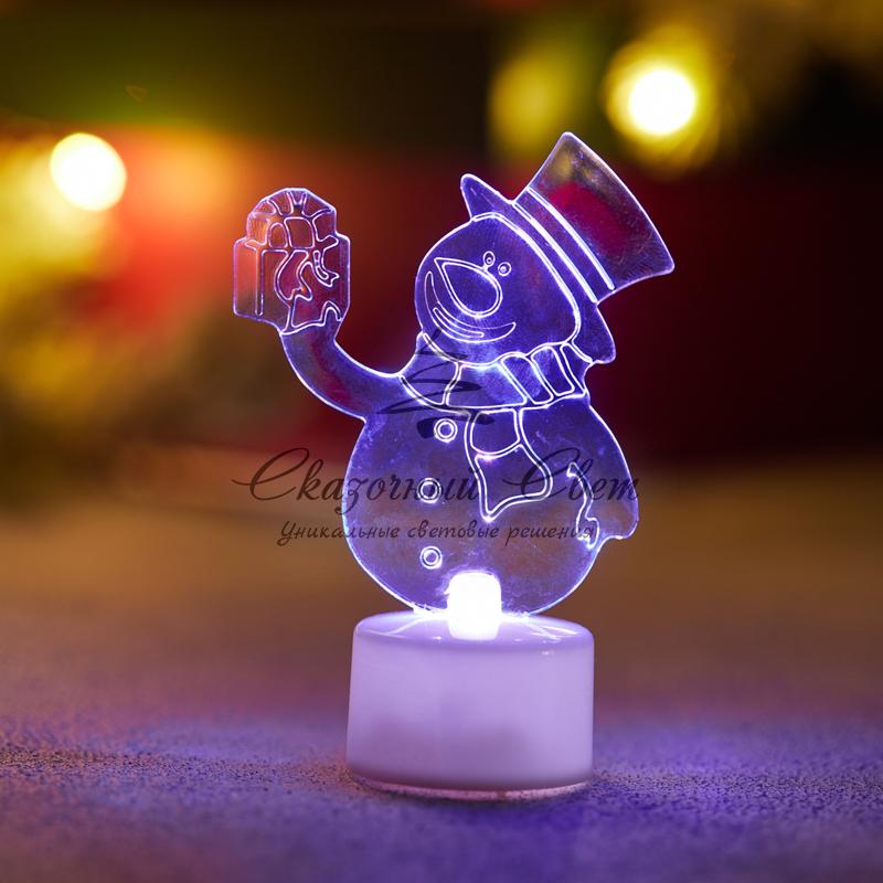 Фигура светодиодная на подставке "Снеговик с подарком 2D", RGB - Image 9