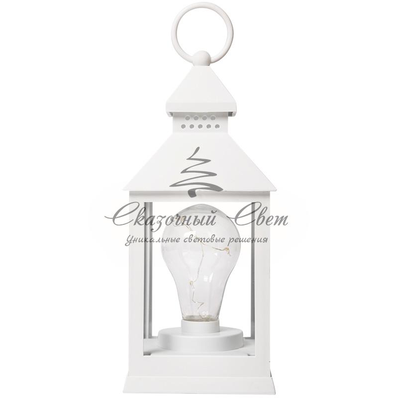 Декоративный фонарь с лампочкой, белый корпус, размер 10.5х10.5х24 см, цвет ТЕПЛЫЙ БЕЛЫЙ - Image 9
