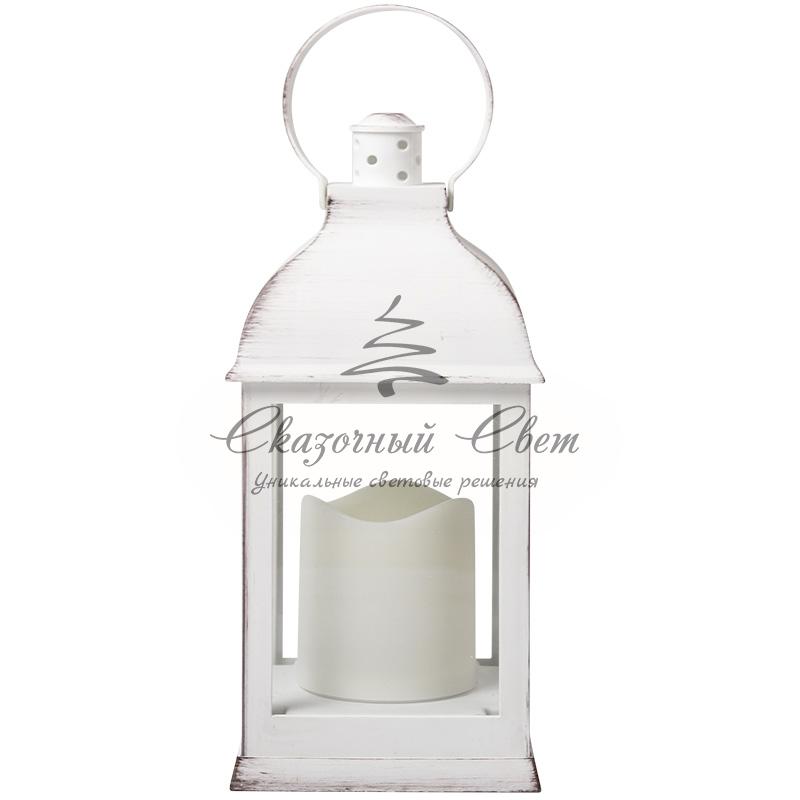 Декоративный фонарь со свечкой, белый корпус, размер 10.5х10.5х22,35 см, цвет ТЕПЛЫЙ БЕЛЫЙ - Image 9