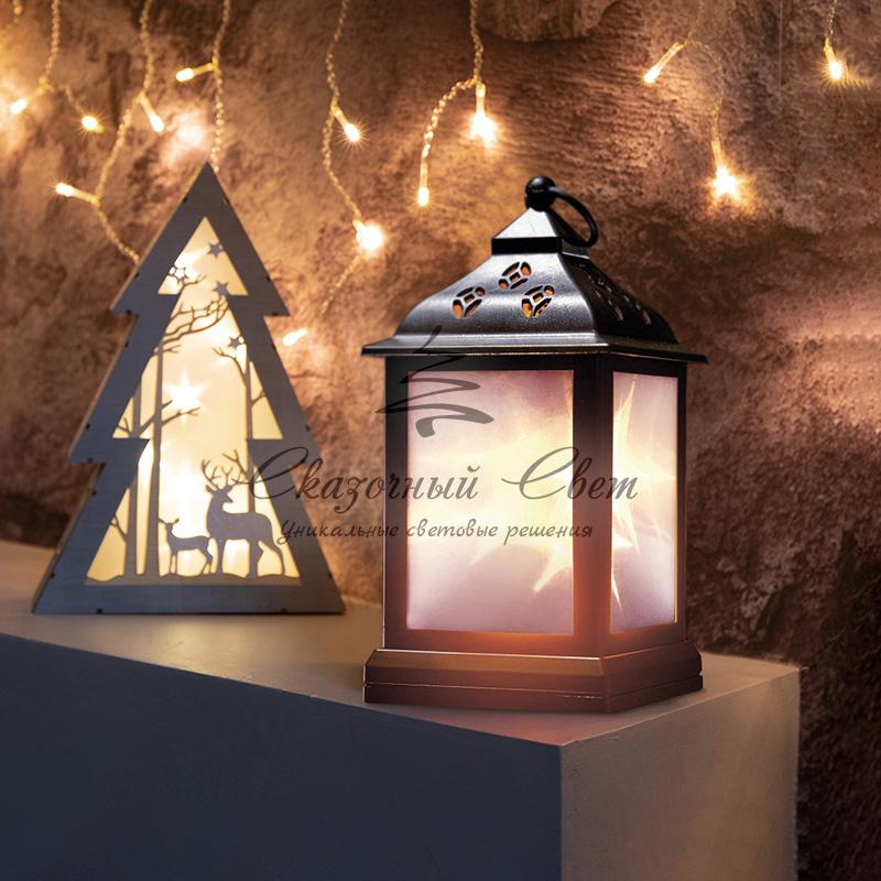 Декоративный фонарь 11х11х22,5 см, черный корпус, теплый белый цвет свечения с эффектом мерцания NEON-NIGHT - Image 9